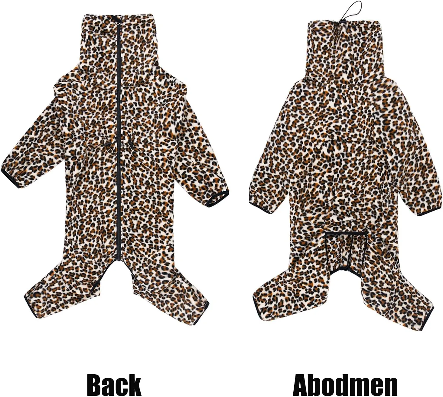 Yeapeeto Dog Winter Warm Coats 4-Legs Fleece for Large Medium Dogs, High Collar Dog Cold Weather Coat Full Body Dog Snowsuit Comfort Windproof Dog Sweater (Leopard, X-Large)
