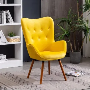 Yellow Velvet Tufted Accent Chair - Compact Size