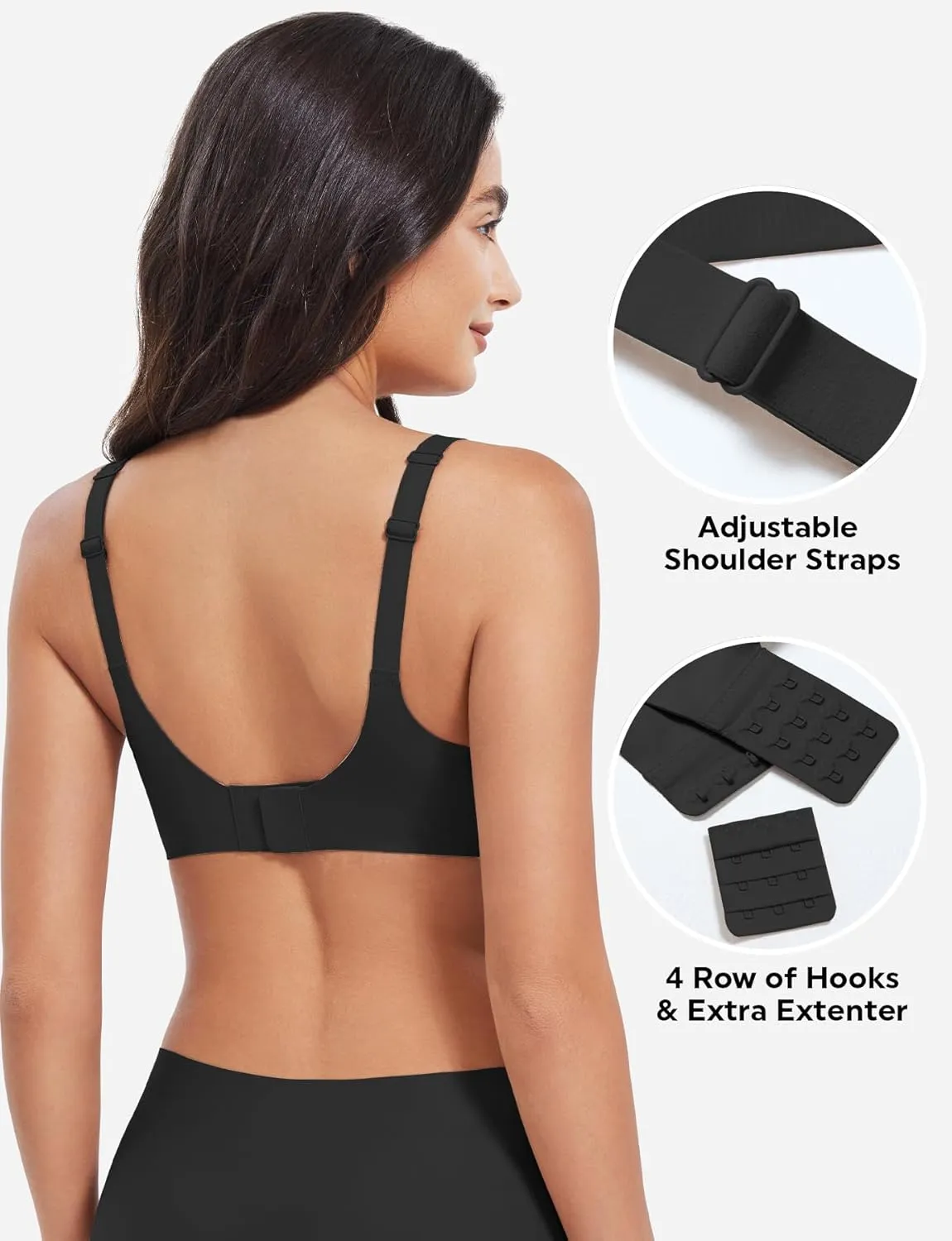 YEOREO Womens Everyday Bra Scoop Wireless Bralette No Underwire Corriney Full Coverage Push Up Bra