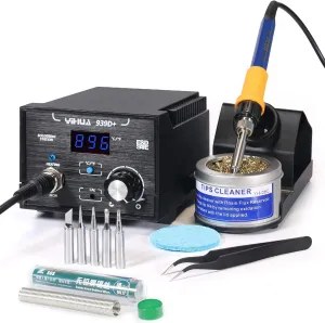 YIHUA 939D  Digital Soldering Station, 75W Equivalent with Precision Heat Control (392°F to 896°F) and Built-in Transformer. ESD Safe, Lead Free with °C/°F display (Black)