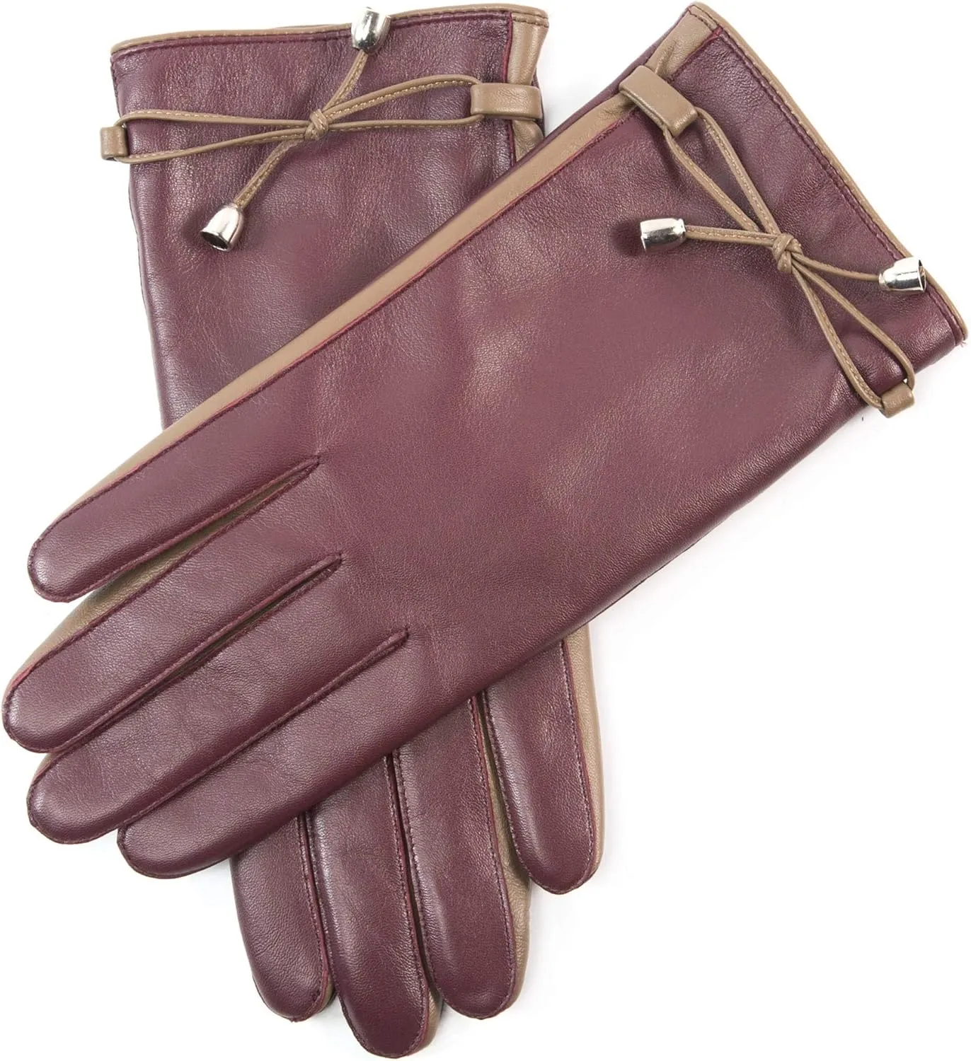 YISEVEN Women Sheepskin Leather Gloves Rope Knot