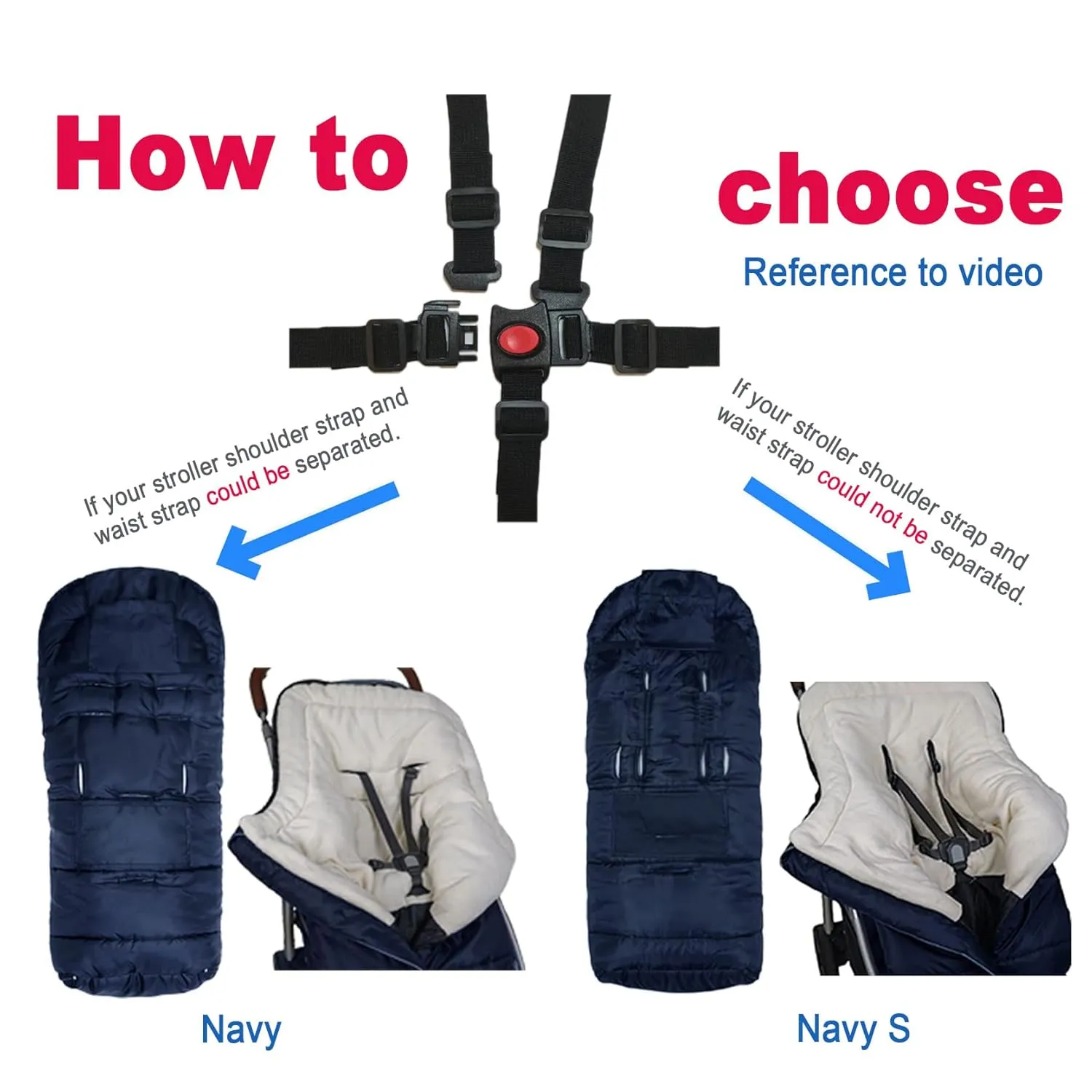 Yobee Universal Stroller Sleeping Bag, Toddler Size, Winter Outdoor Tour Waterproof Baby Bunting Bag, Center and Botton Open for Easy in & Out, Navy