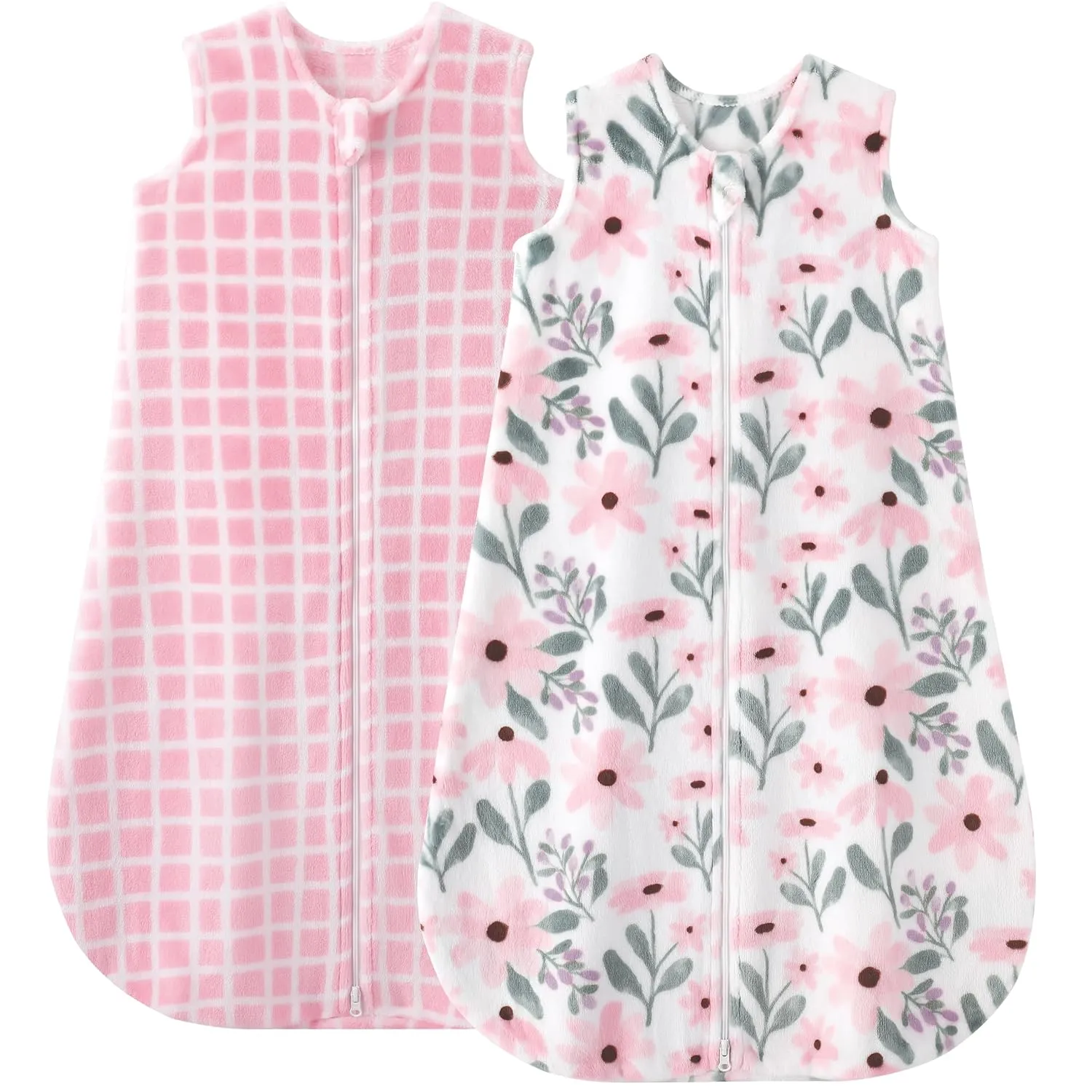 Yoofoss Fleece Baby Sleep Sack 18-24 Months, 2 Pack 1.5 Tog Baby Wearable Blanket with 2-Way Zipper, Toddler Sleeping Sack, Soft Warm Lightweight(X-Large)