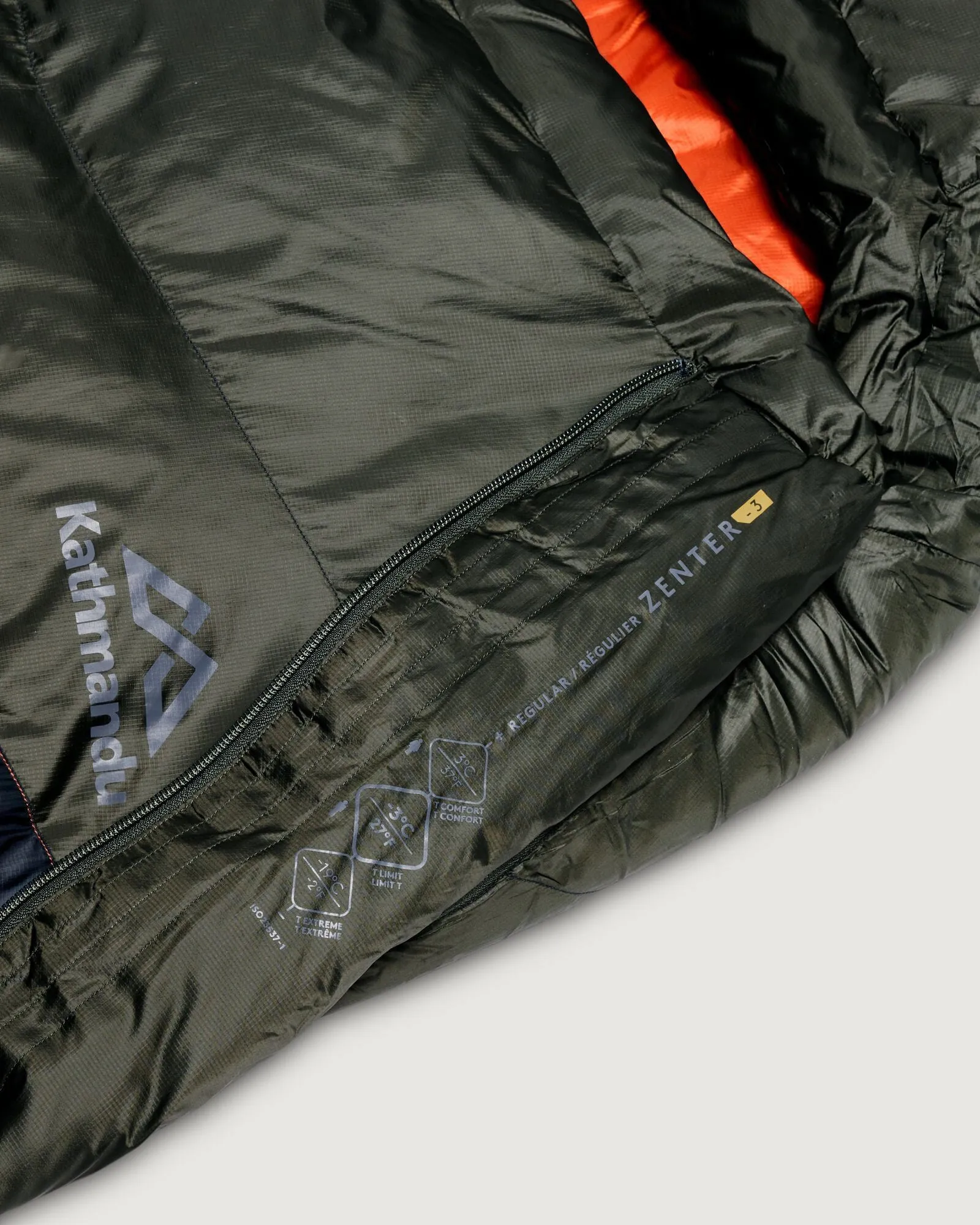 Zenter -3°C Down Sleeping Bag - Regular - Black Stingray/Dark Moss