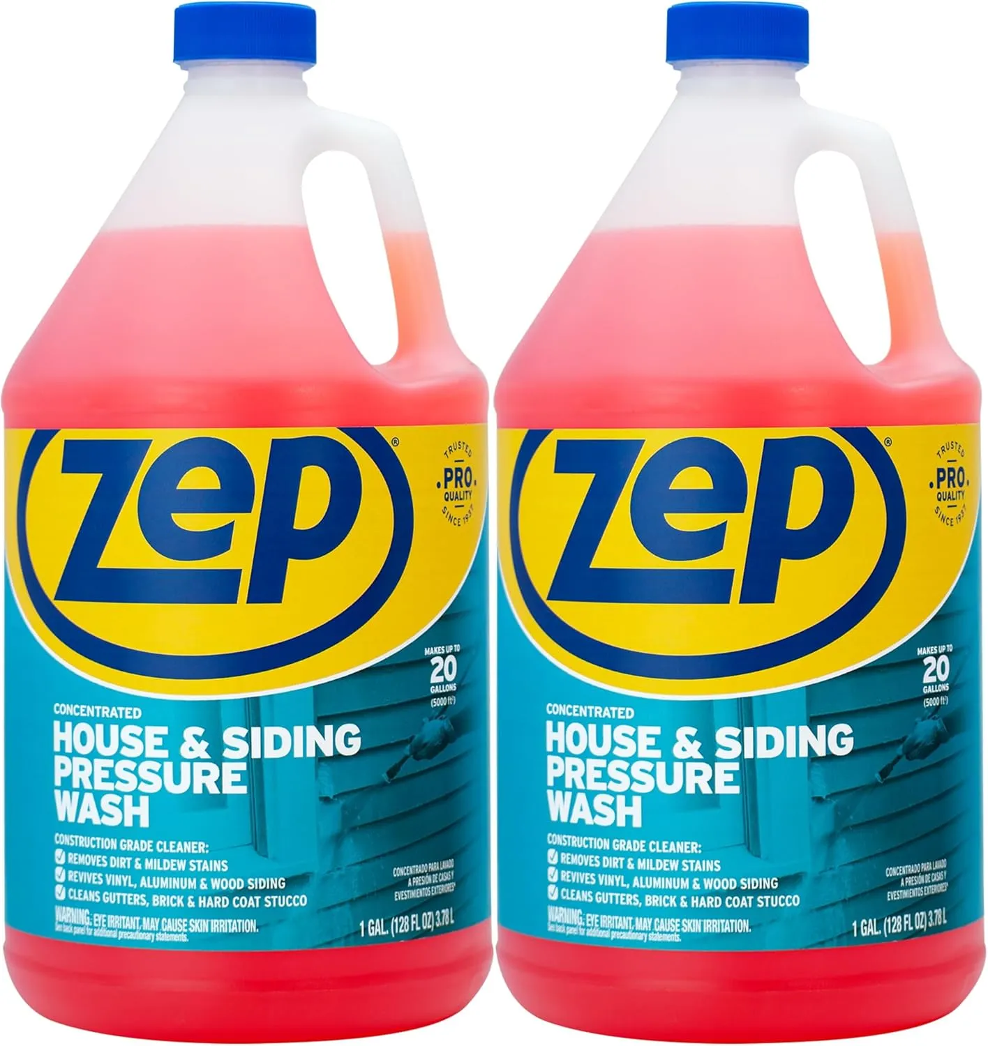Zep House and Siding Pressure Wash Cleaner Concentrate - 1 Gallon (Case of 2) ZUVWS128 - Construction Grade Formula