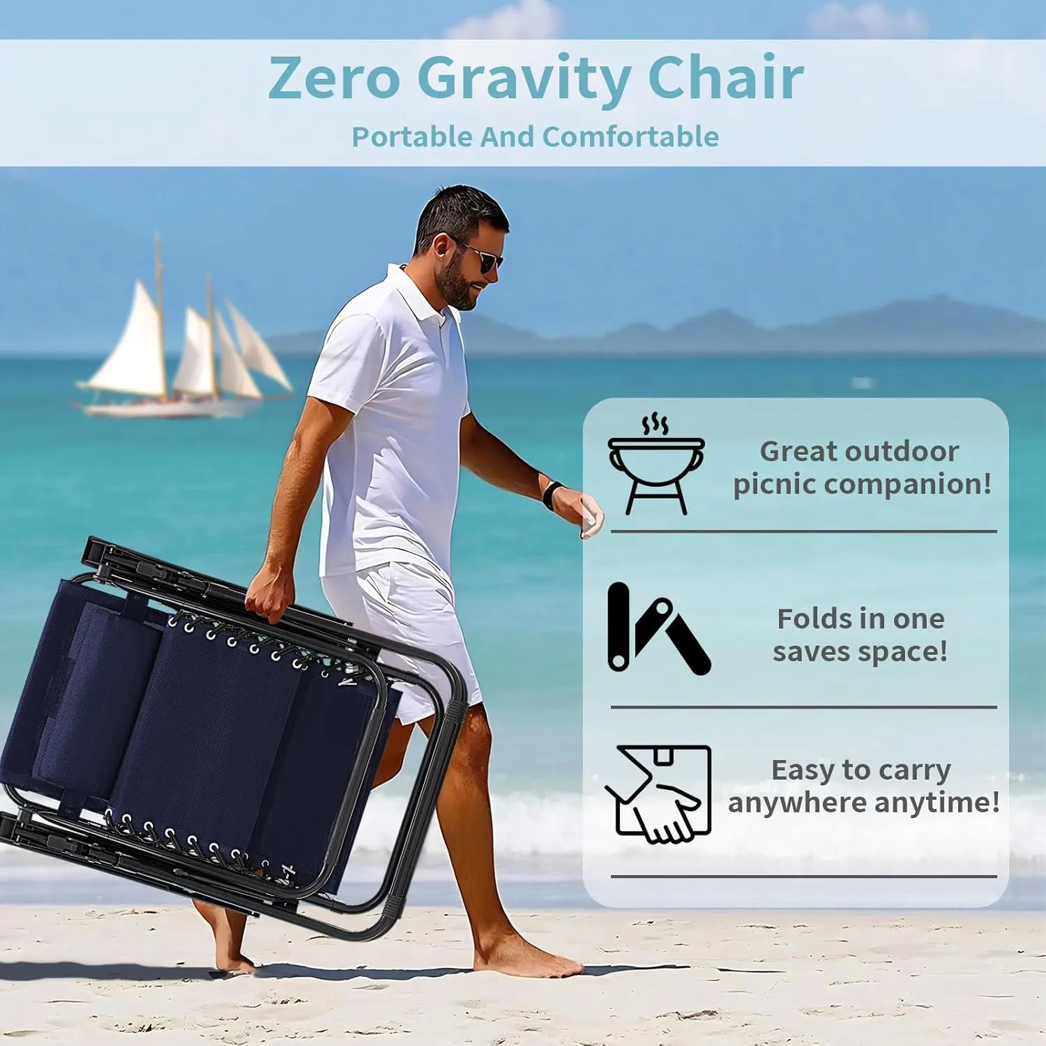 Zero Gravity Chair Set of 2, Folding Reclining zero gravity recliner lounge Chair 330lbs with Pillow and Cup Holder Trays, Steel Mesh outdoor recliners for patio Poolside Backyard Beach (Blue)