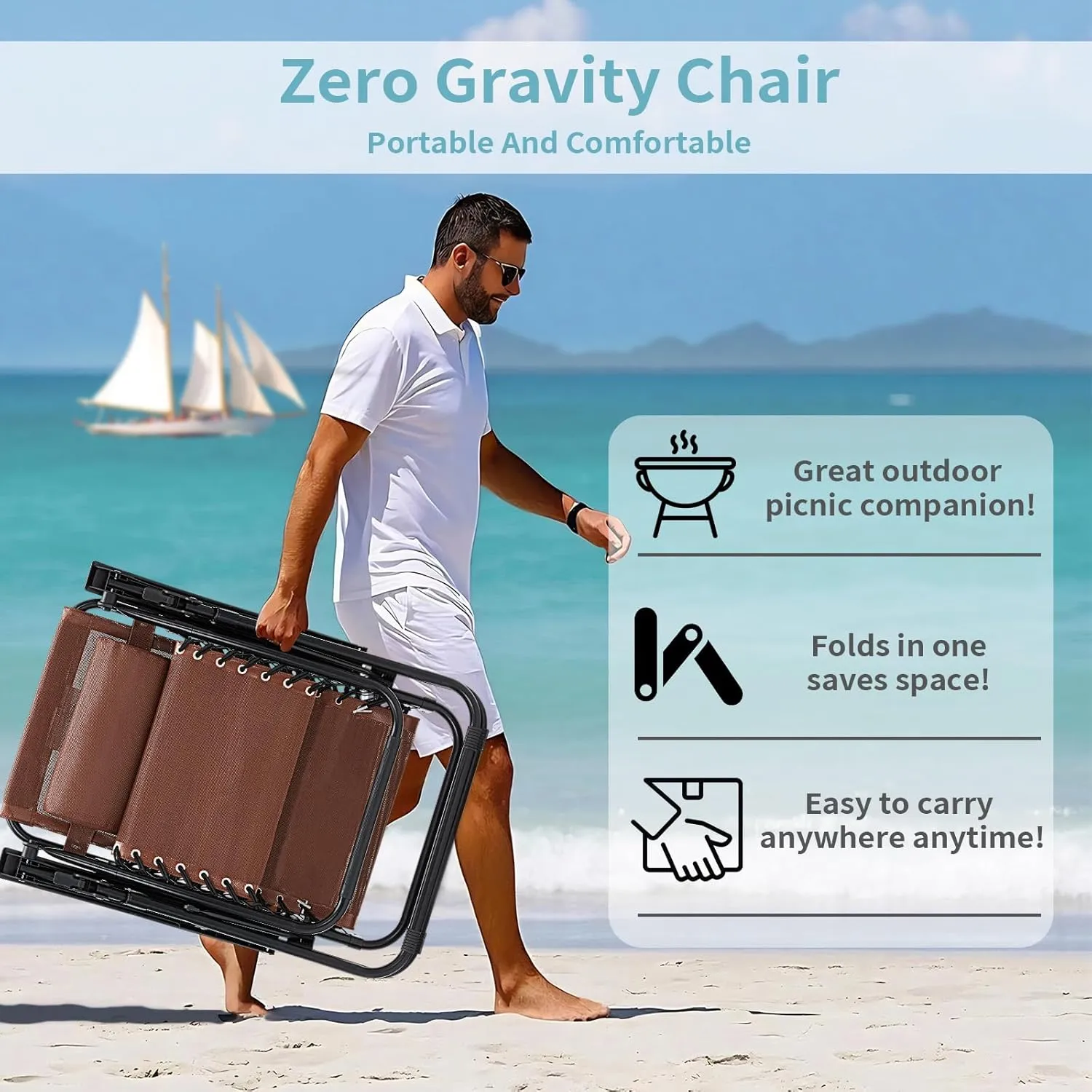 Zero Gravity Chair Set of 2, Folding Reclining zero gravity recliner lounge Chair 330lbs with Pillow and Cup Holder Trays, Steel Mesh outdoor recliners for patio Poolside Backyard Beach (Brown)