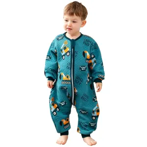 ZIGJOY Toddler Sleep Sack with Feet 1.5 Tog Sleeping Bag with Legs Wearable Blanket Toddler Cotton Footed Sleep Sack for Early Walkers, Excavator, 3T-4T, Large